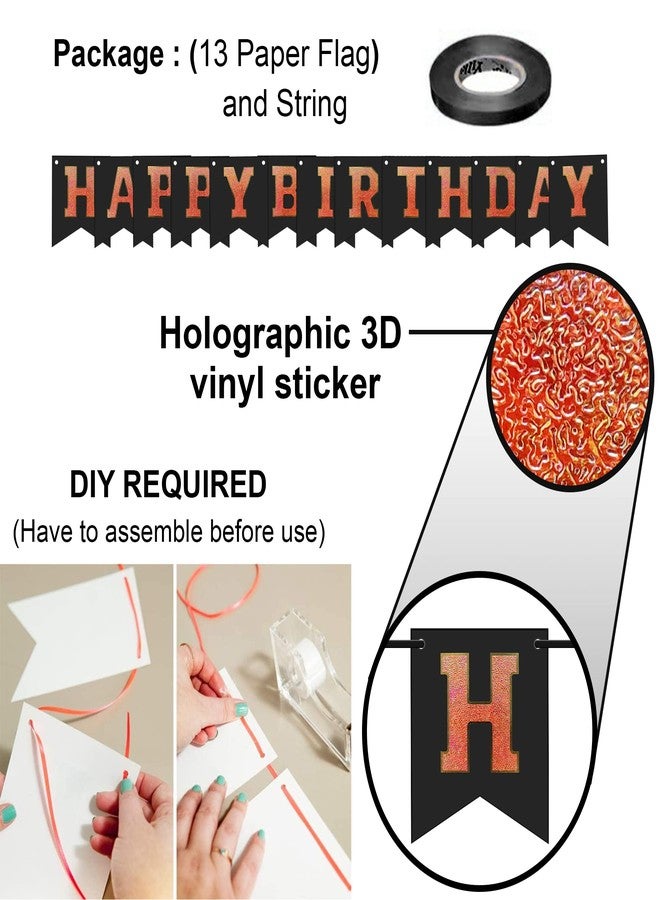 Arnavira Happy Birthday Banner/Bunting with Holographic 3d Effect For Kids, Boys, Girls, Wife, Husband Birthday Celebration Party (Red) - Image 5